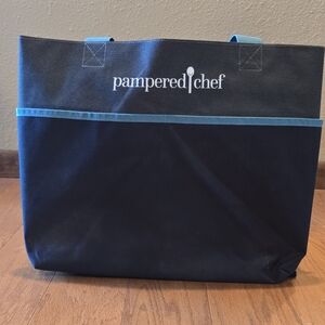 Pampered Chef Black and Teal Tote Bag